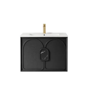 Laguna MKII 750mm Black Oak Wall Hung Vanity with Ceramic Top