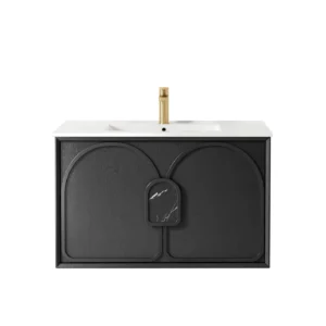 Laguna MKII 900mm Black Oak Wall Hung Vanity with Ceramic Top
