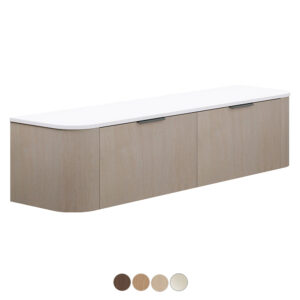 Lena 1800mm Curved Wall-Hung Vanity with Single Basin Solid Surface Top