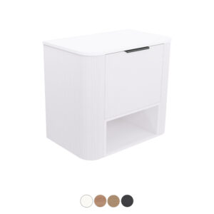 Margot Curved 750mm Wall Hung Vanity with Open Shelf and Stone Top