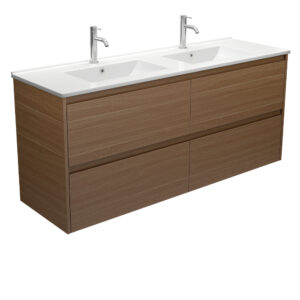 Dolce Amato Walnut 1500mm Double Bowl Wall-Hung Vanity
