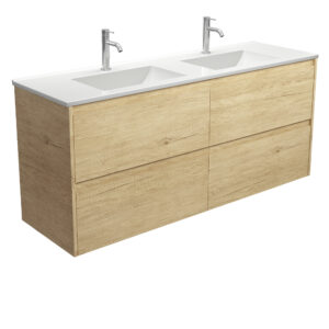 Vanessa Amato Scandi Oak 1500mm Double Bowl Wall-Hung Vanity