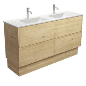 Vanessa Amato Scandi Oak 1500mm Double Bowl Vanity on Kickboard