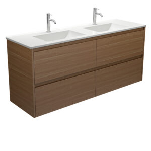 Vanessa Amato Walnut 1500mm Double Bowl Wall-Hung Vanity