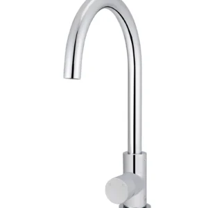 Round Gooseneck Kitchen Mixer Tap with Pinless Handle